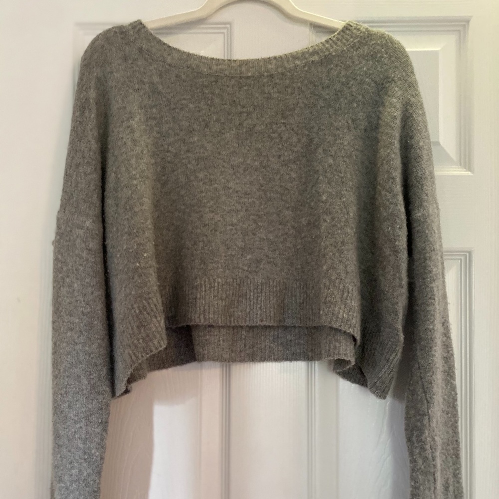 Urban Outfitters Fuzzy Gray Cropped Sweater